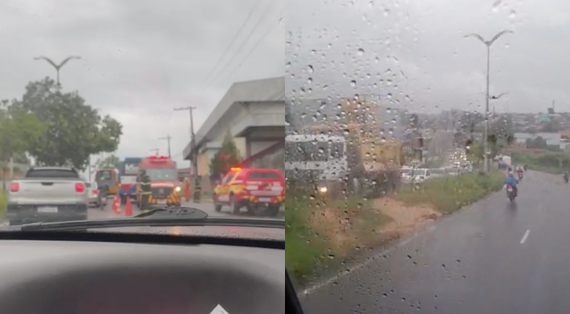 Urgente: grave acidente entre ônibus e rota do Distrito deixa trânsito caótico na Cidade Nova; veja vídeos