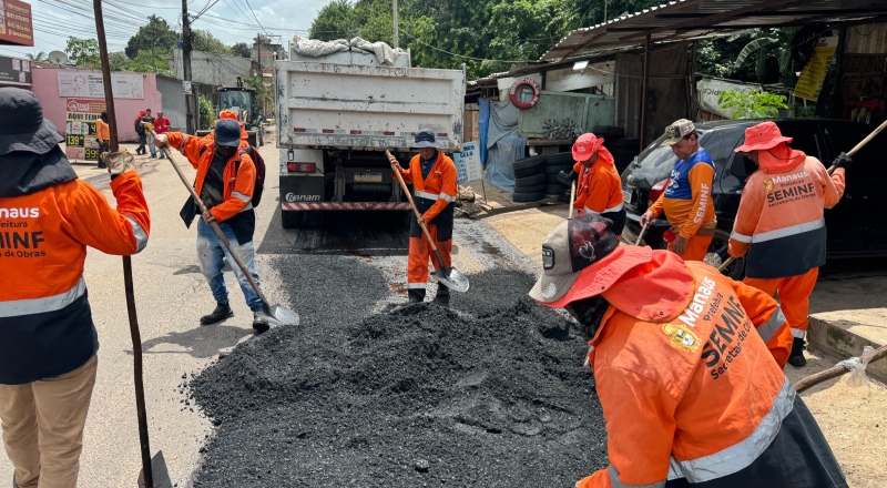 Ruas do bairro Tarumã recebem melhoria na mobilidade com serviços de recuperação asfáltica da prefeitura