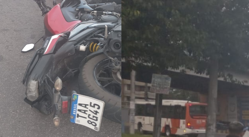 Acidente envolvendo motos deixa trânsito congestionado na rotatória do Coroado
