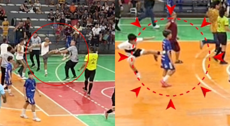 Cenas lamentáveis: atletas mirins e técnicos saem na ‘voadora’ durante campeonato sub-12 de futsal em Manacapuru; veja vídeo