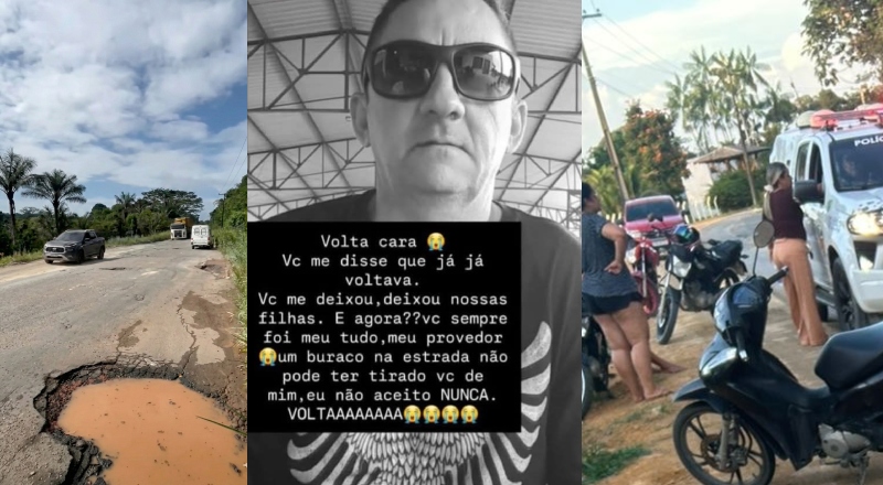 Esposa desaba após marido morrer em acidente na AM-010: “Um buraco na estrada tirou você de mim!”; veja vídeo