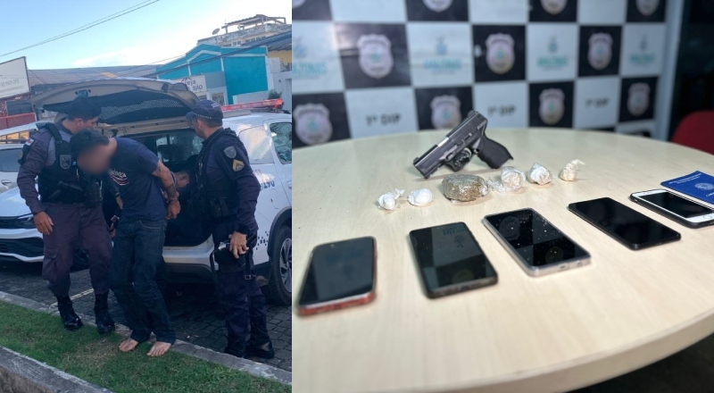 Trio é preso com celulares roubados, drogas e simulacro após denúncia de assaltos em Manaus