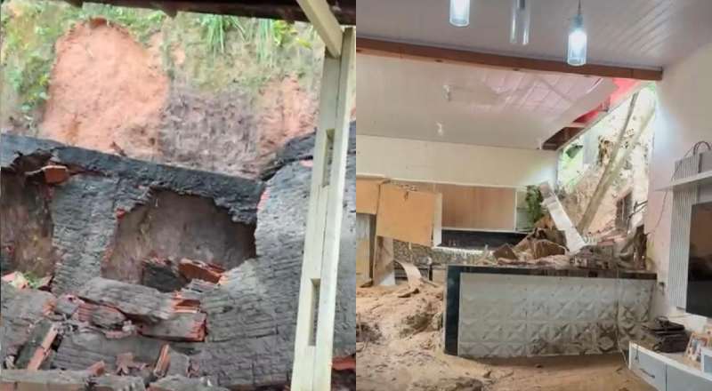 Moradora volta do trabalho e encontra casa destruída após barranco desabar no Tarumã; veja vídeo