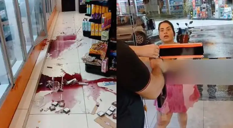 Enfurecida, mulher destrói loja de conveniência no Parque 10 e acusa trabalhadores de roubos