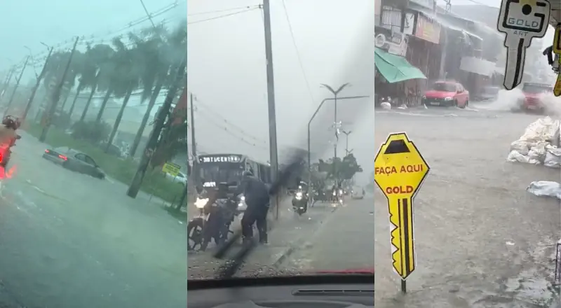 ruas de diversos bairros ficam alagadas após forte temporal