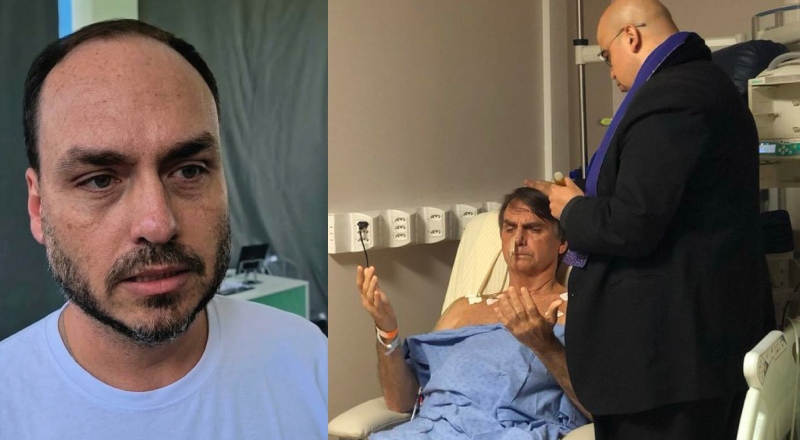 Carlos publica foto do pai em hospital e diz que estado de Saúde de Bolsonaro continua “muito delicado”; veja