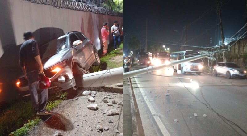 Urgente: motorista derruba poste e bloqueia trânsito na avenida das Torres; veja vídeo