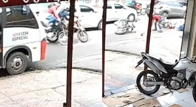 Câmera de segurança flagra acidente entre motos na Compensa