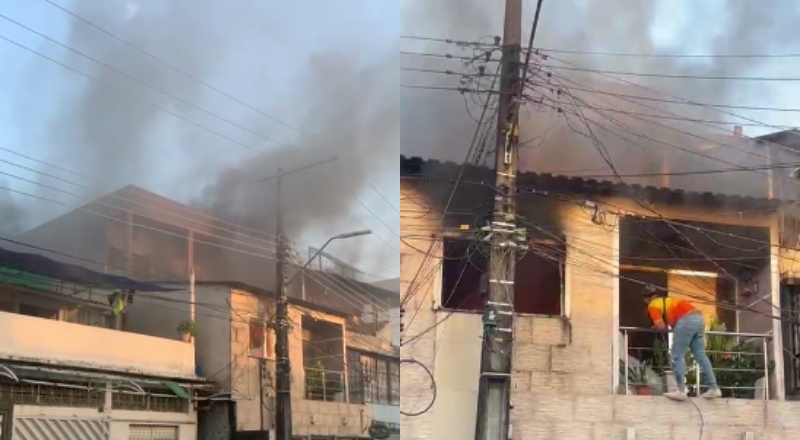 Casa pega fogo e causa pânico entre moradores, no bairro Glória; veja vídeo