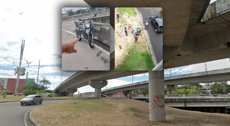 piloto de moto tenta fugir de Blitz e despenca de viaduto em Manaus