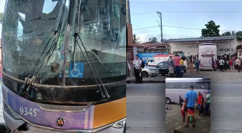 Ônibus invade rodoviária, mata duas pessoas e motorista foge após acidente