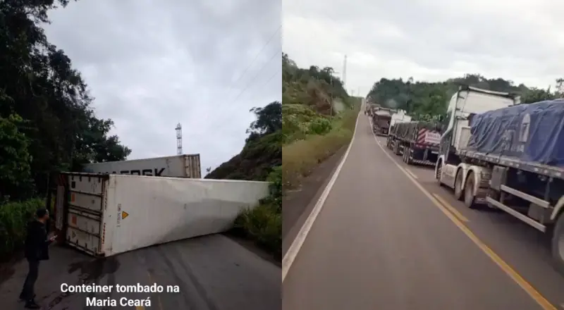 tombamento de carretas bloqueia tráfego na ladeira ‘Maria Ceará’