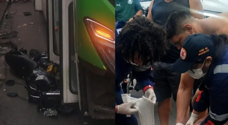 moto vai parar debaixo de ônibus no bairro Alvorada e motoqueiro fica em estado gravíssimo