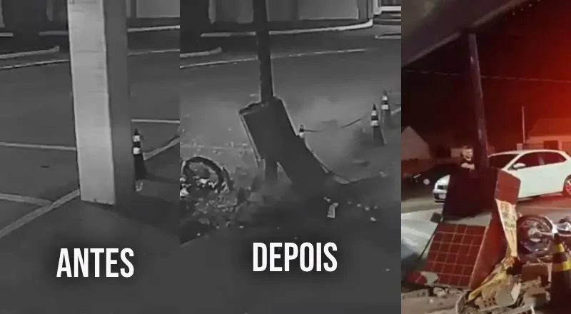motoqueiro tenta fugir da PM e colide contra coluna de concreto