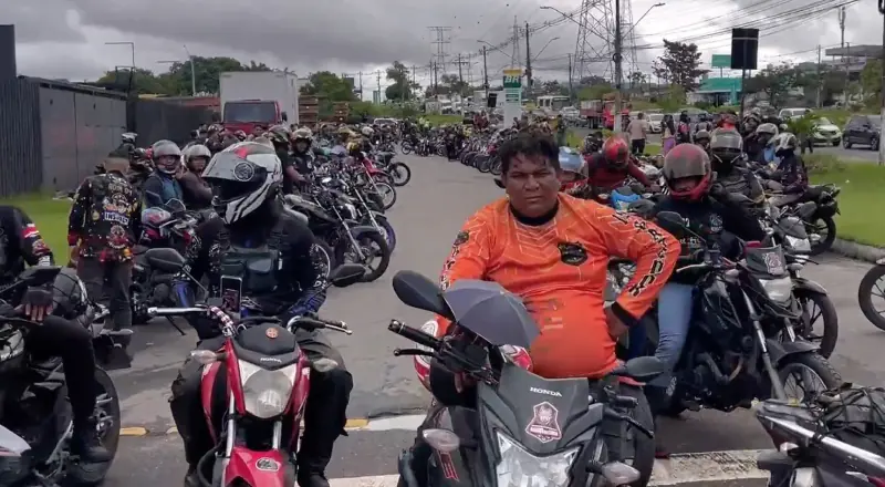 motociclistas de aplicativo fazem protesto em Manaus contra o PL 152/2025
