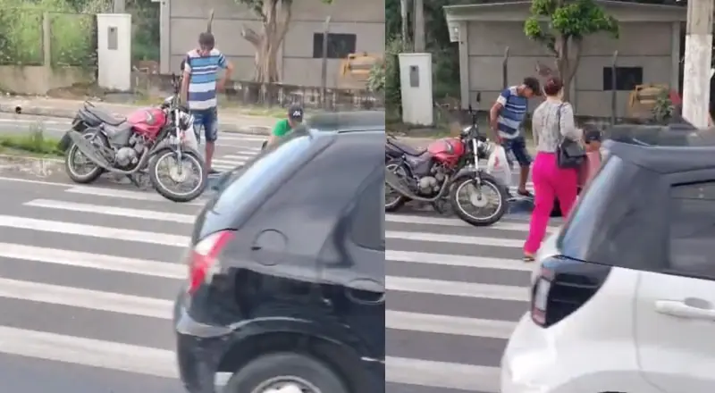 motociclista sofre acidente em faixa de pedestres no Tarumã