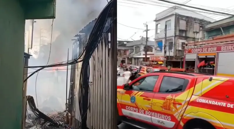 Incêndio no São Jorge já destruiu três casas e acesso precário prejudica bombeiross