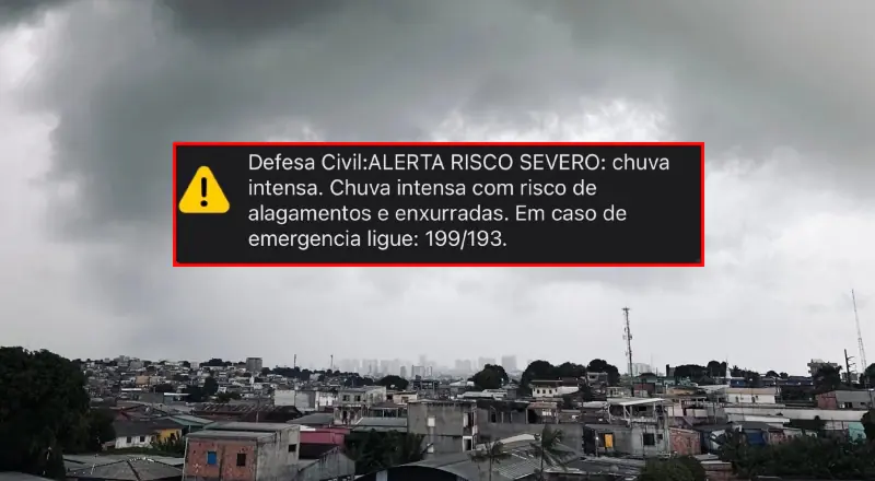 Defesa Civil emite alerta de risco severo para chuvas intensas em Manaus nesta terça (12)