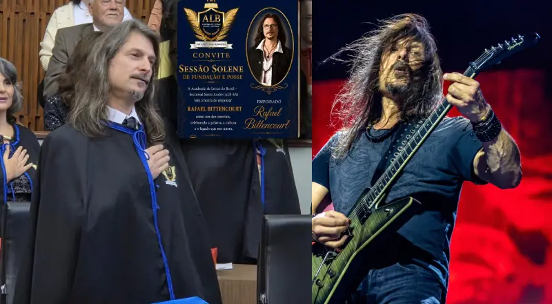 Rafael Bittencourt, guitarrista e compositor fundador do Angra, recebe título de Imortal da Academia de Letras do Brasil