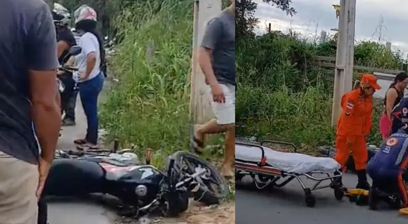 Acidente envolvendo carro e moto deixa jovem com fratura exposta no bairro Santa Etelvina