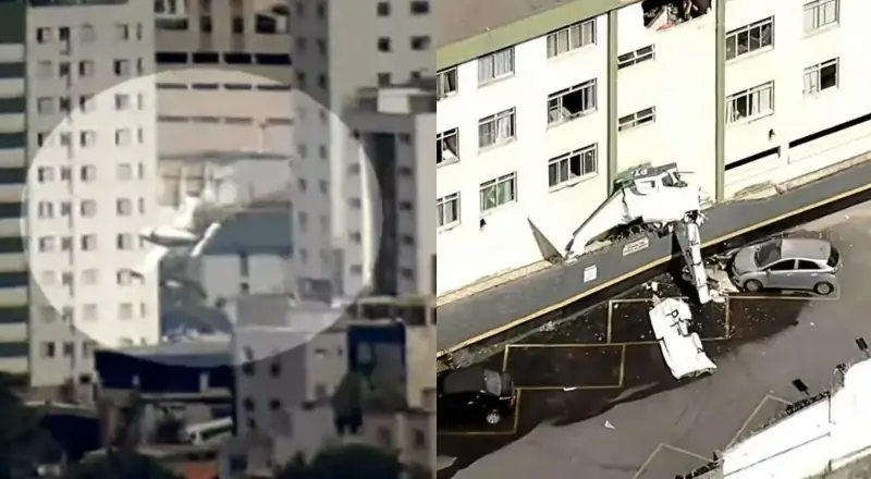 avião cai, destrói prédio residencial e deixa dois mortos em Belo Horizonte; veja