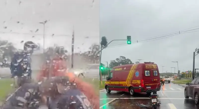 vídeo mostra desespero de socorristas do SAMU para tentar salvar a vida de motoqueiro