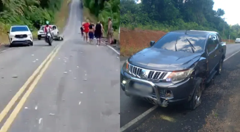 motoqueiro tem perna arrancada em grave acidente com caminhonete na AM-070