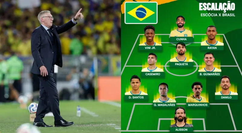 Com aposta em Rayan e retorno de Neymar ao banco, Ancelotti define Seleção para duelo decisivo contra a Escócia
