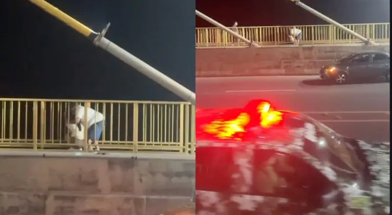 Vídeo mostra homem impedindo mulher de pular da Ponte Rio Negro, em Manaus; veja