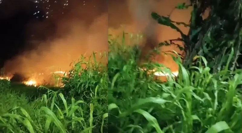 Incêndio de grandes proporções atinge "buracão" no bairro Grande Vitória, em Manaus