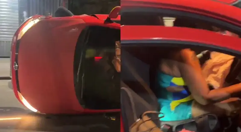 Mulher se estressa com empate do Brasil, bebe demais e capota carro na Grande Circular