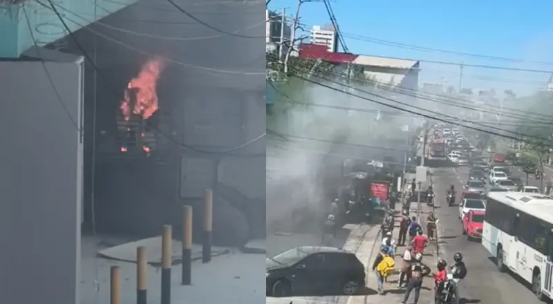 Incêndio em estrutura elétrica gera congestionamento e pânico na avenida Djalma Batista