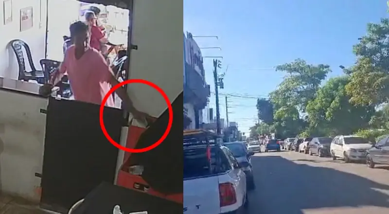 Vídeo mostra momento em que ladrão rouba celular de trabalhador em Café da Manhã no bairro Cidade Nova; veja