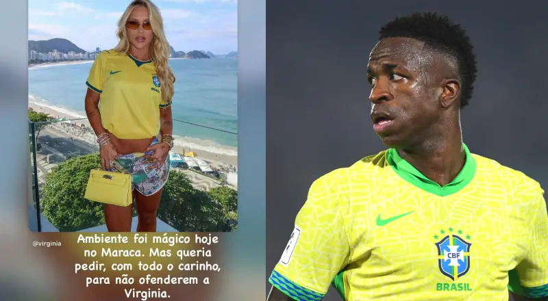 Vini Jr. reage após torcida ofender Virginia durante jogo da Seleção