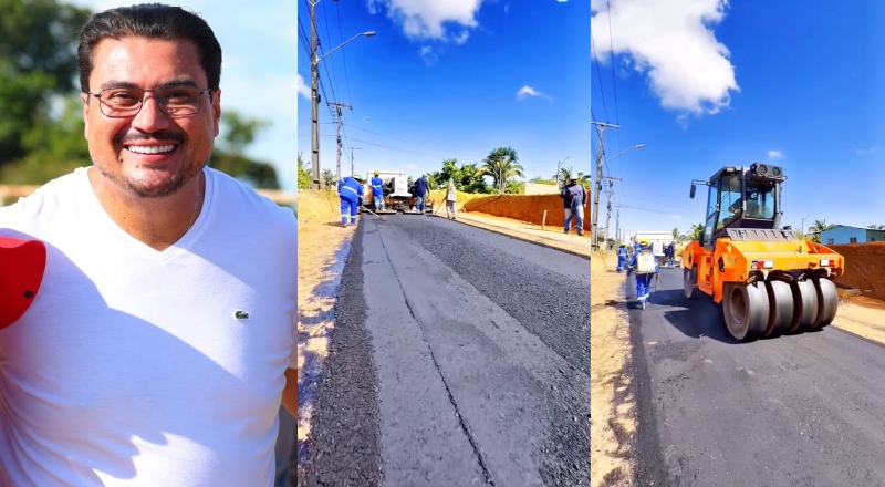Gestão do prefeito Thomé Neto leva pavimentação asfáltica inédita ao bairro Jair de Menezes Tupinambá, em Autazes; veja vídeo