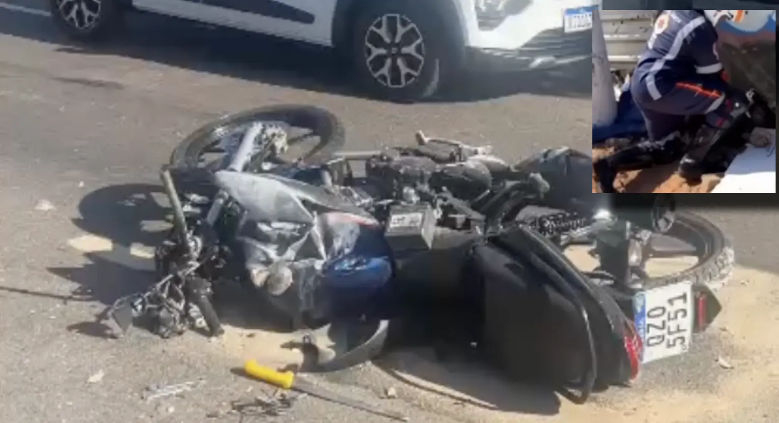 Roubou e pagou com a vida! Criminoso é estraçalhado no asfalto minutos após roubar moto no Shopping Ponta Negra; imagens fortíssimas!
