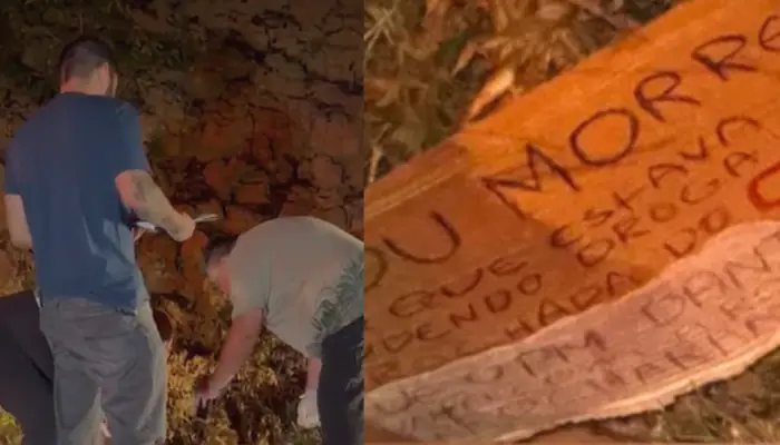 Urgente: homem é morto a tiros ao lado de um bilhete de facção: “Morreu por vender drogas roubadas”