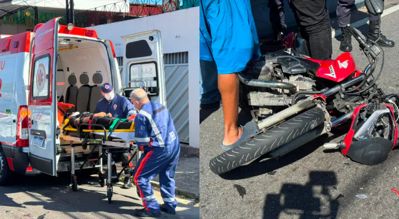 Em colisão com outro veículo, motociclista fica fer1do em acid3nte na avenida Darcy Vargas, veja imagens