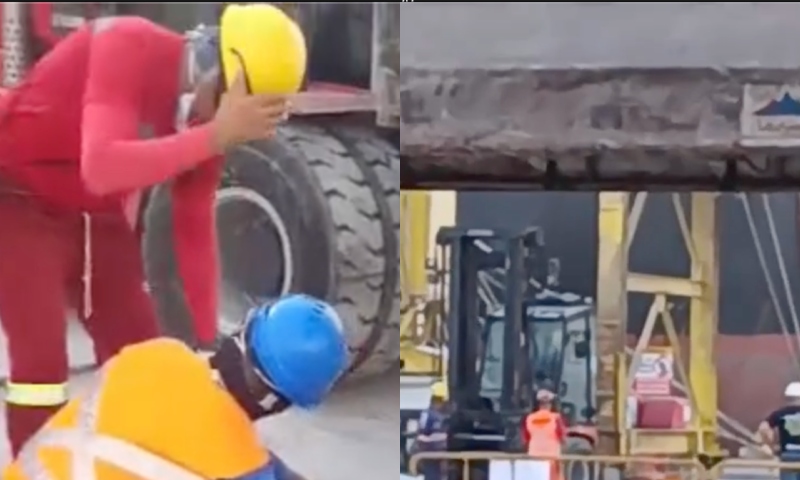 Trabalhador tem perna esmagada por máquina pesada durante obra; veja vídeo