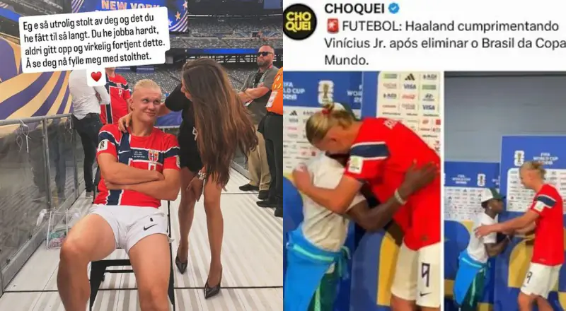 Esposa de Haaland comemora eliminação do Brasil, e Zé Felipe detona atitude de Vini Jr. após a derrota, veja