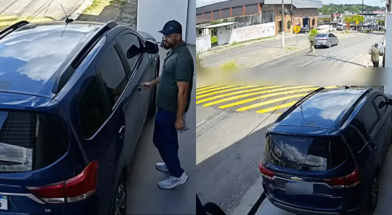O dono chegou na hora: ladrão é flagrado furtando pertences de carro e foge ao ser surpreendido pelo proprietário em Manaus