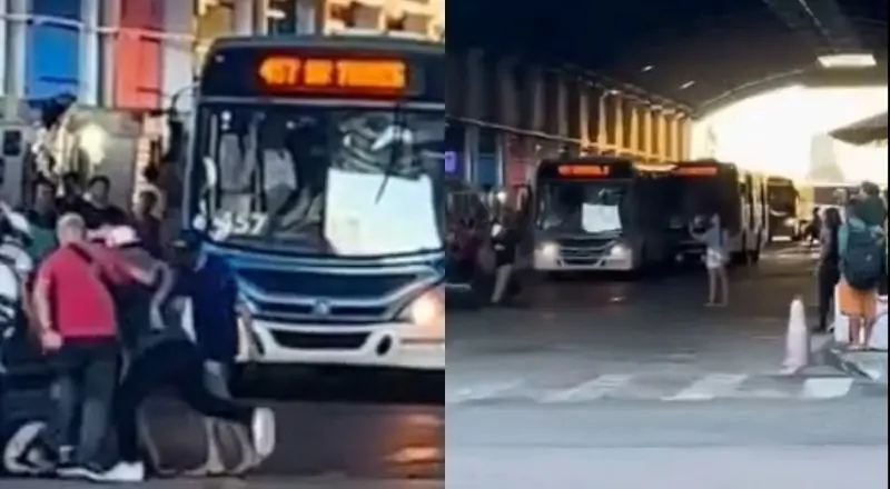 Ladrão de ônibus recebe ‘carinho’ da população no T2 em Manaus