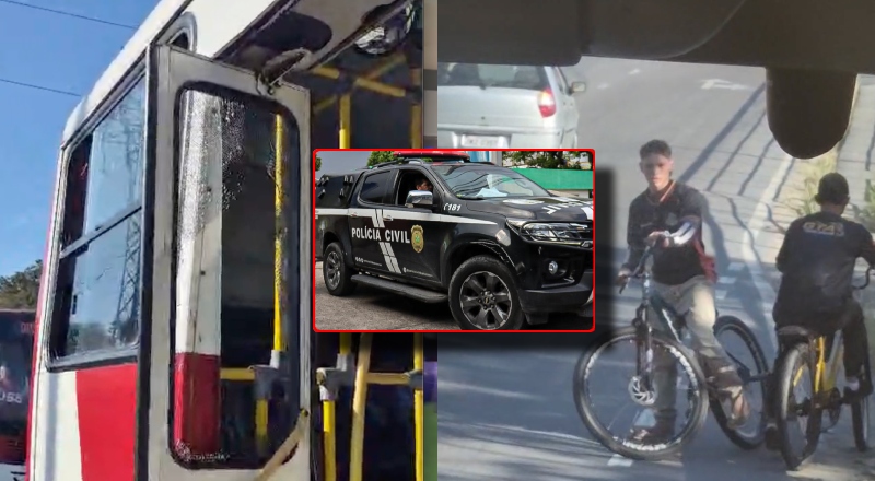 Após causar danos em ônibus da capital a dupla responsável foi detida pela polícia em Manaus