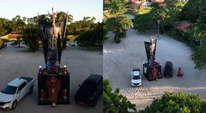 Cidade governada pelo PT no Ceará autoriza estátua de 11 metros de Satanás; veja vídeo