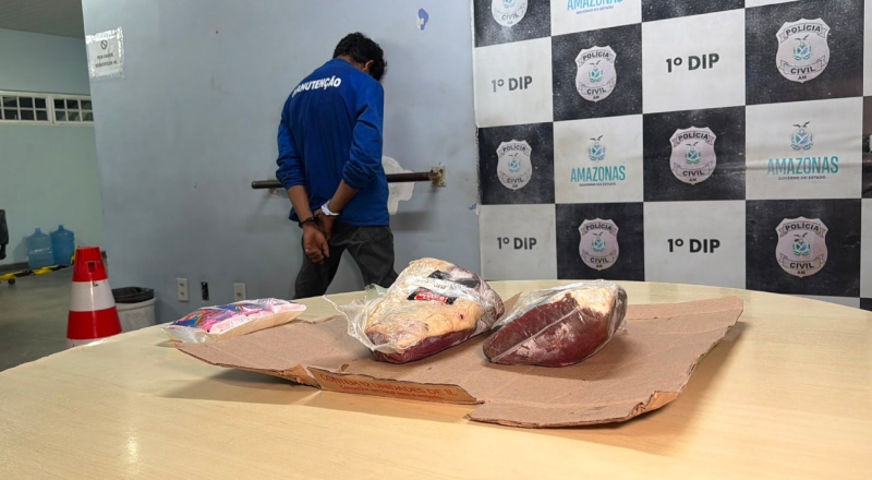 Homem é preso após furtar peças de picanha de supermercado em Manaus; veja vídeo