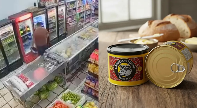 ‘Haja pão’: homem furta dois potes de “cabeça de touro” em mercadinho no Novo Aleixo; ação foi toda filmada; veja vídeo