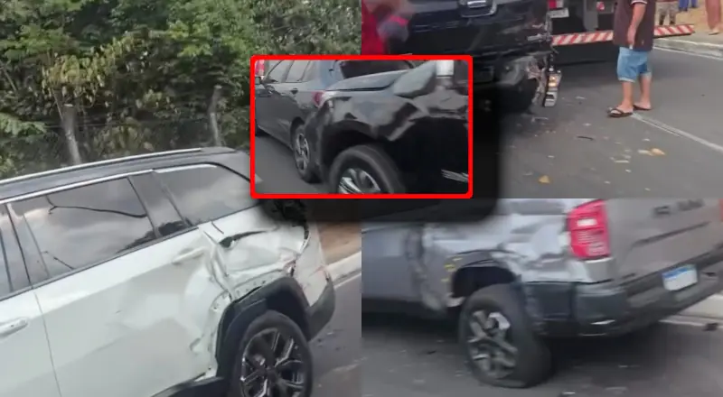 Urgente: Acidente deixa veículos danificados e espalha destroços na Torquato Tapajós nesta quarta-feira