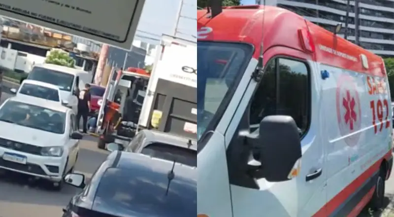 Motociclista precisa de atendimento médico urgente após acidente na Avenida Belo Horizonte, em Manaus