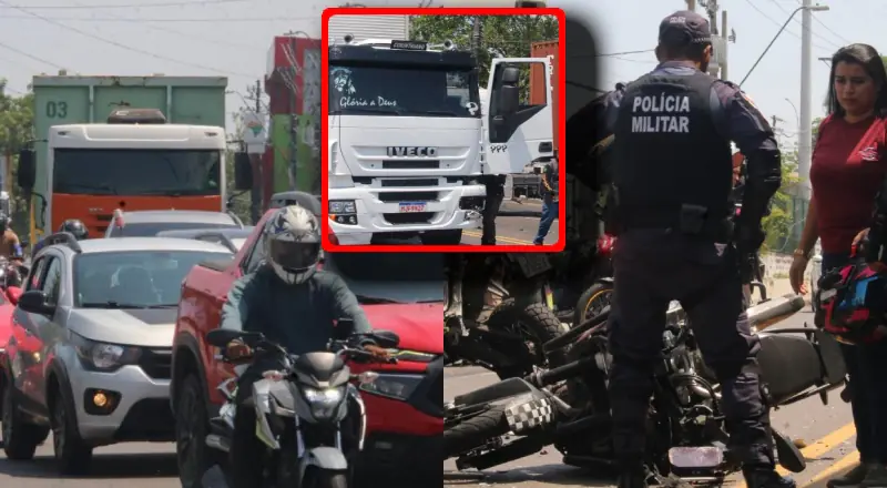 Urgente: Policial da PM escapa de ser esmagado em grave acidente com duas carretas no Distrito Industrial