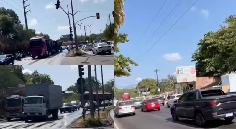 Vazamento de óleo complica trânsito e aumenta risco de acidentes na avenida Cosme Ferreira; veja vídeo